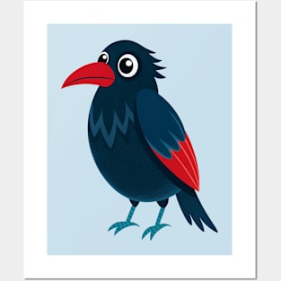 Cute raven bird kawaii Posters and Art